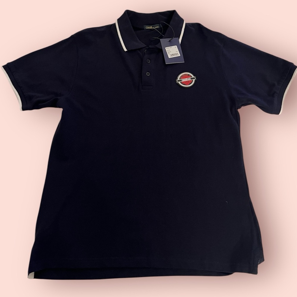 Cavalli Class Men's Logo Short Sleeve Polo Shirt (Black)
